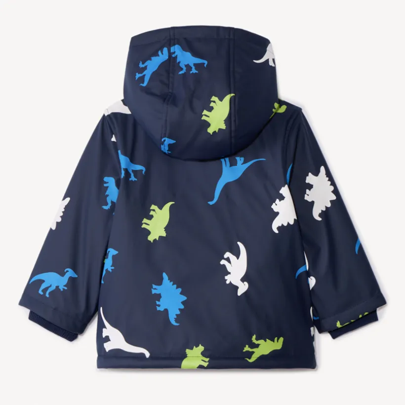 Waterafstotende parka met kleurveranderende dinosaurusprint voor babyjongens