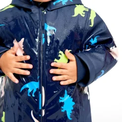 Waterafstotende parka met kleurveranderende dinosaurusprint voor babyjongens