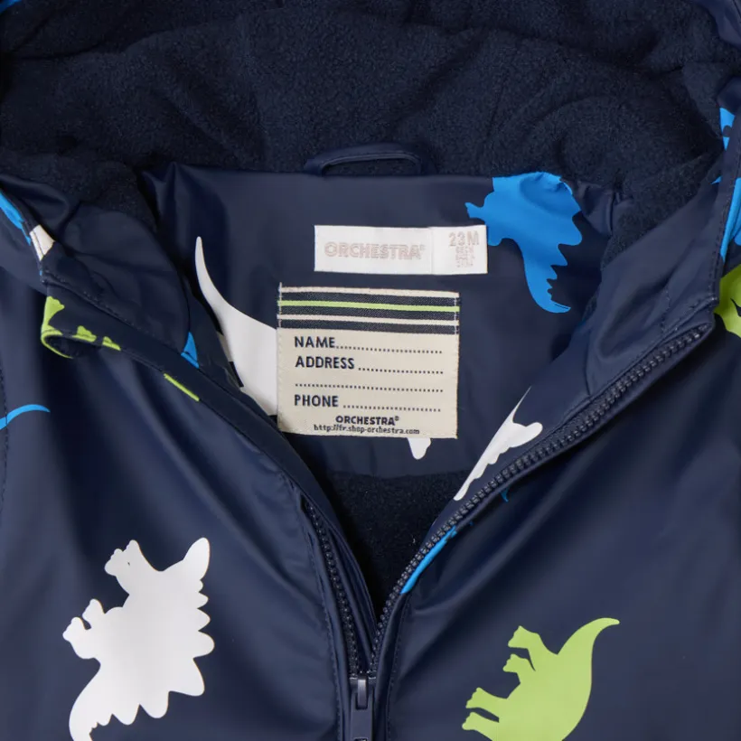 Waterafstotende parka met kleurveranderende dinosaurusprint voor babyjongens