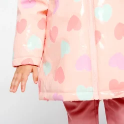 Waterafstotende rozenroze rubberparka met magische hartenprint voor babymeisje