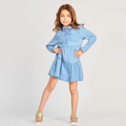 Western blousejurk met lange mouwen en volant meisjes