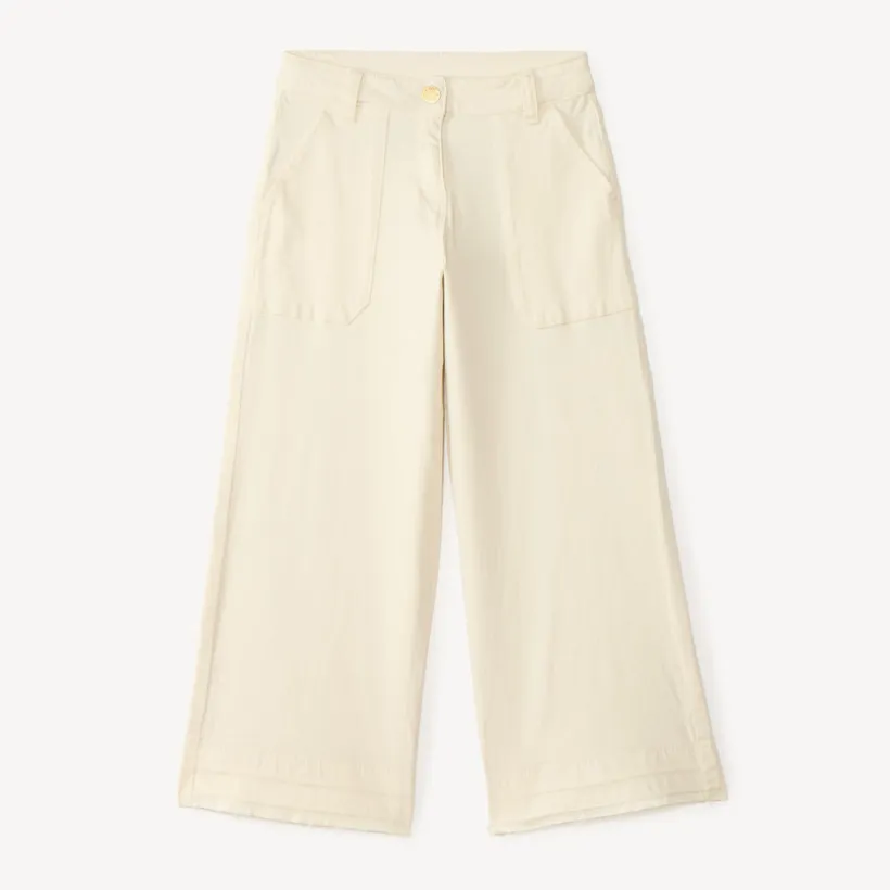 Wide flared jeans in solid color for girls