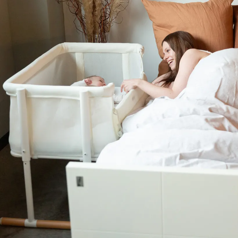 Wieg Evolux Cododo naturel wit, verstelbaar in 7 hoogtes, 2-in-1 ontwerp, co-sleeper systeem