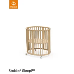Wieg Sleepi Mini V3 met vergrendelbare zwenkwielen en in hoogte verstelbaar Natural