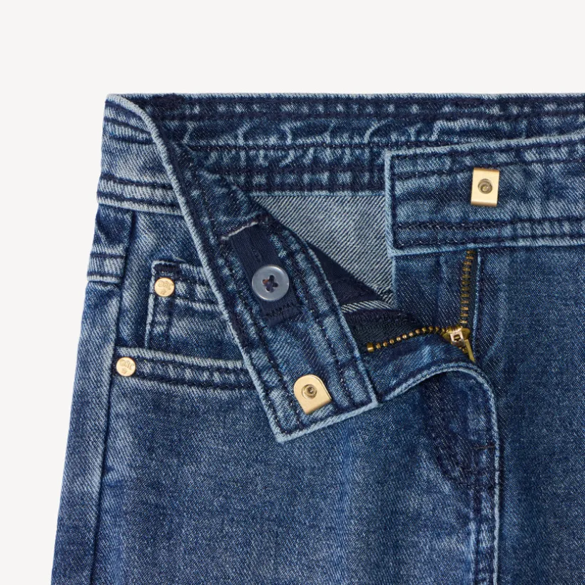 Wijde jeans in blauw stone meisjes