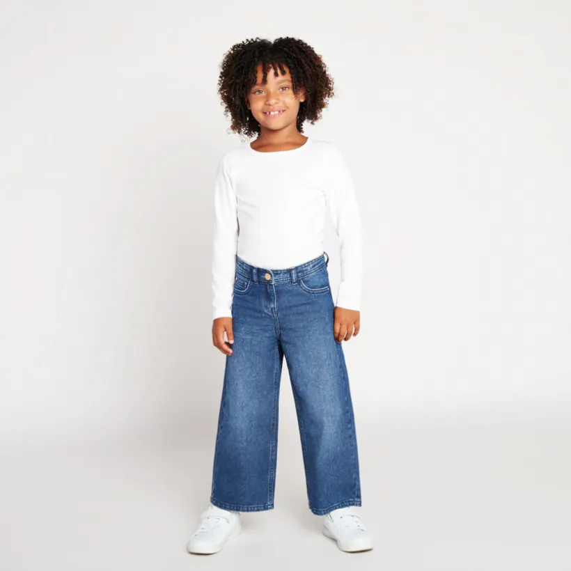 Wijde jeans in blauw stone meisjes