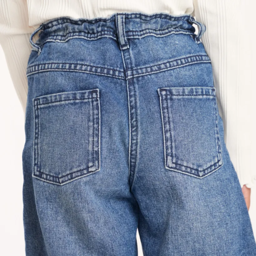 Wijde jeans in blauw stone meisjes