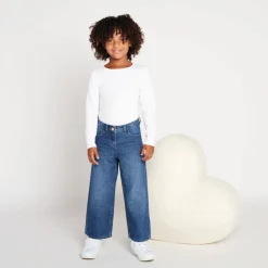 Wijde jeans in blauw stone meisjes