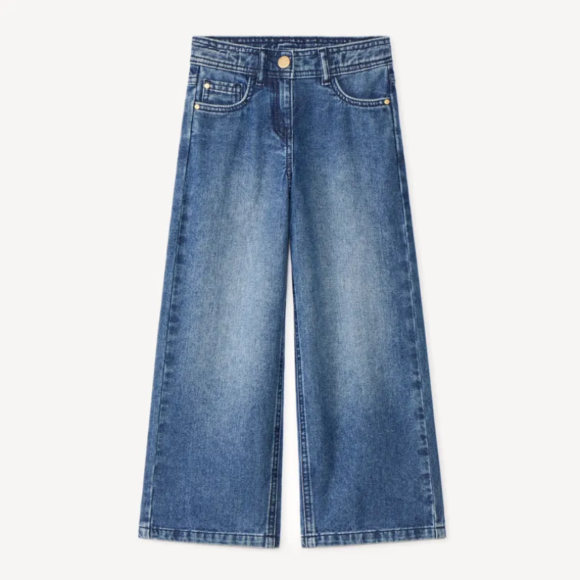 Wijde jeans in blauw stone meisjes