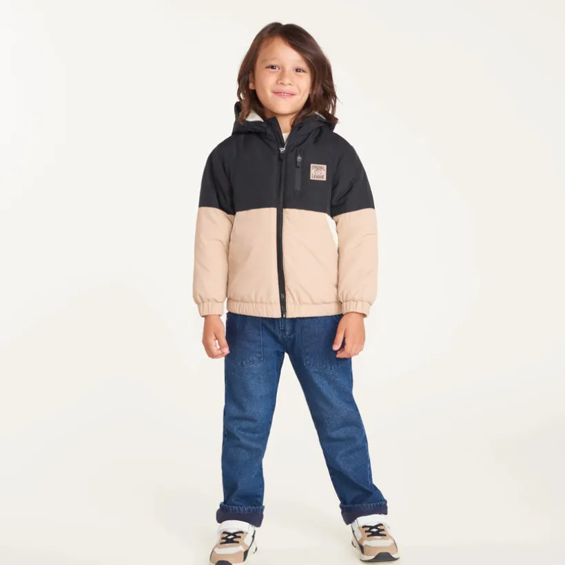 Windjack met capuchon van microfleece en waterafstotende stof jongens