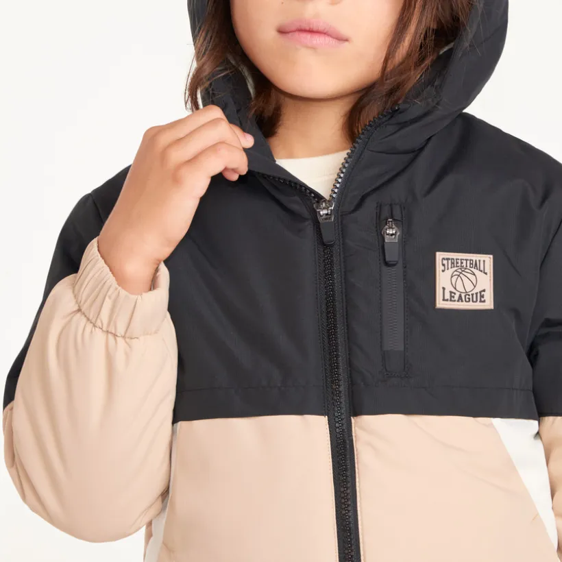 Windjack met capuchon van microfleece en waterafstotende stof jongens
