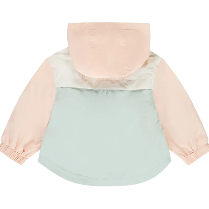 Windjack met colour block effect en kap voor meisjes