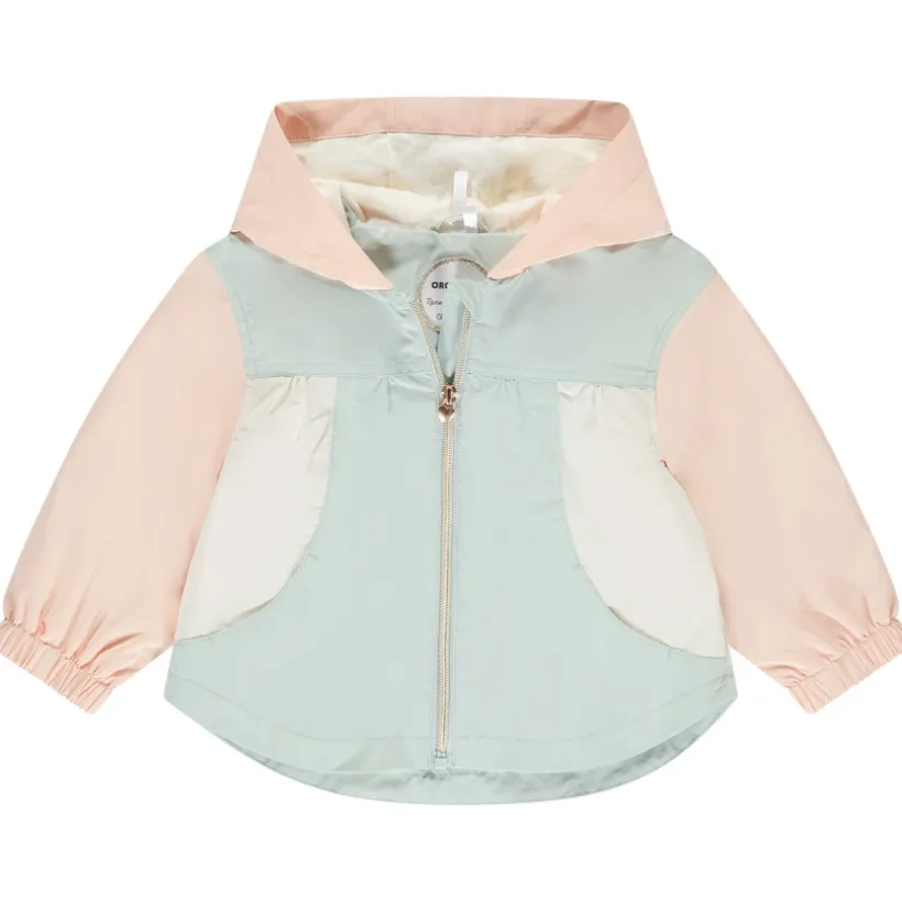 Windjack met colour block effect en kap voor meisjes