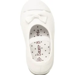 Witte babyschoentjes van stof met strik en elastische band meisjes