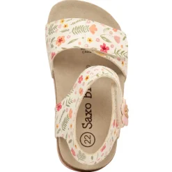 Witte sandalen met dubbele klittenband en bloemenprint voor baby meisje