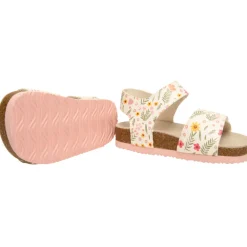 Witte sandalen met dubbele klittenband en bloemenprint voor baby meisje