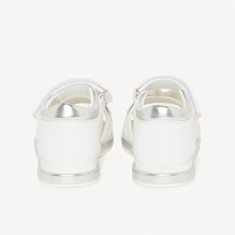 Witte sandalen met gedrapeerde banden voor meisjesbaby's