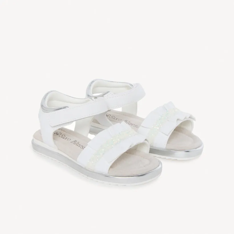Witte sandalen met gedrapeerde banden meisjes