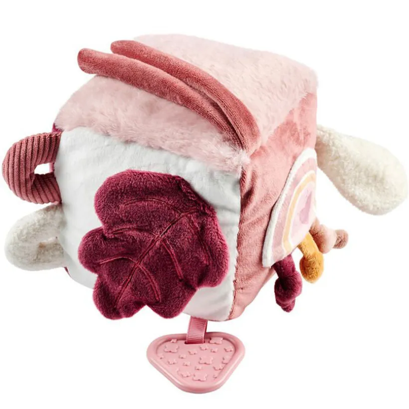 Zachte activiteitenkubus 18 cm Poederroze