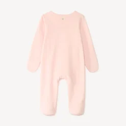 Zacht velours slaapkleed met lange mouwen en een geborduurde teddybeer voor meisjesbaby's