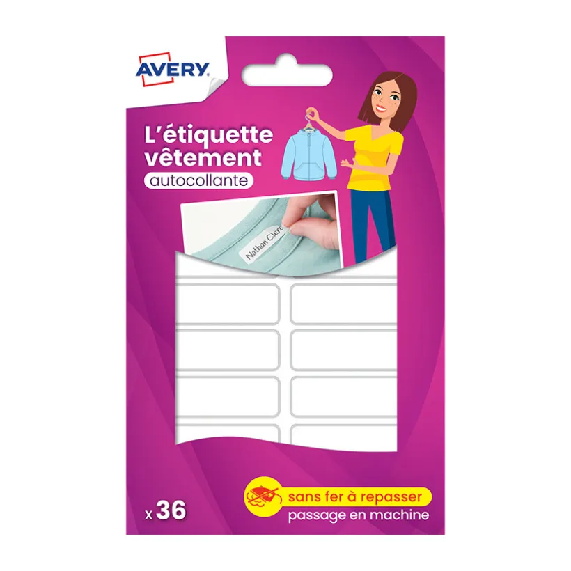 36 zelfklevende labels voor kleding Wit