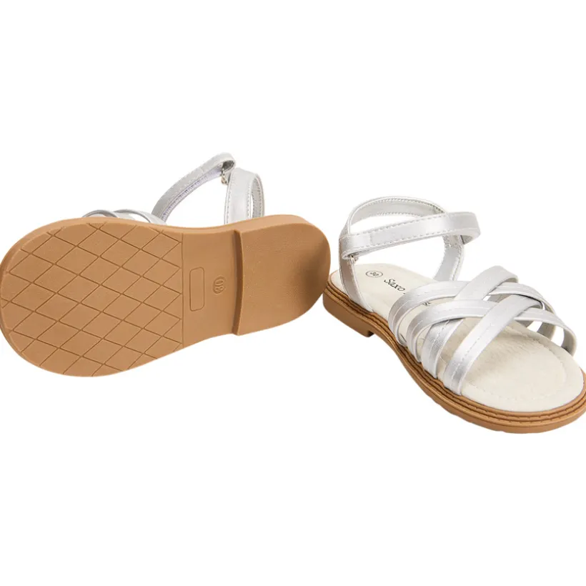 Zilveren sandalen met kruisbandjes meisjes