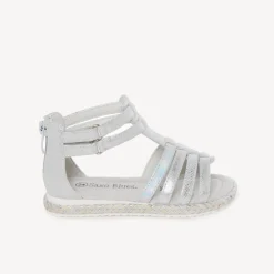Zilveren textuur sandalen met rits en dubbele klittenband meisjes