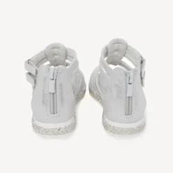 Zilveren textuur sandalen met rits en dubbele klittenband meisjes