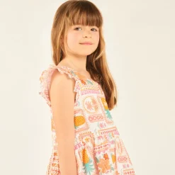 Zomerkleed zonder mouwen met exotische print meisjes