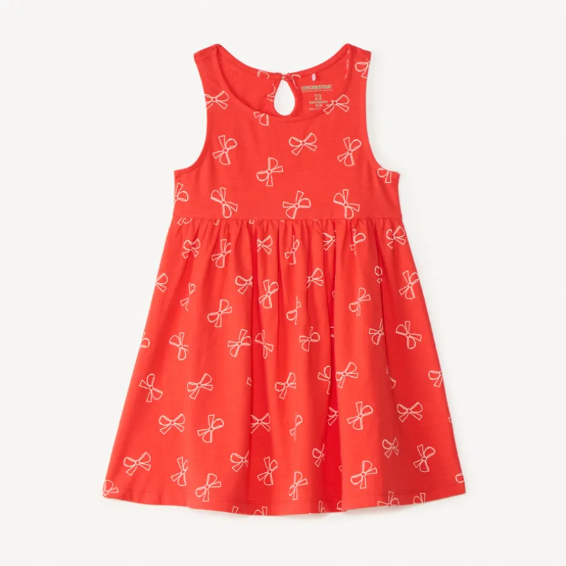 Zomerse jurk zondermouwen met knoopprint meisjes