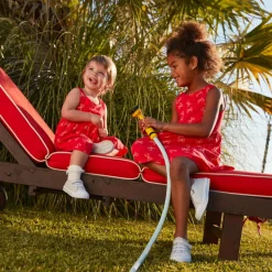 Zomerse jurk zondermouwen met knoopprint meisjes