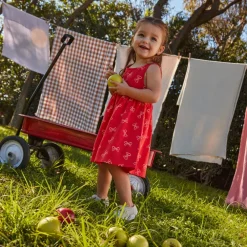 Zomerse jurk zondermouwen met knoopprint meisjes