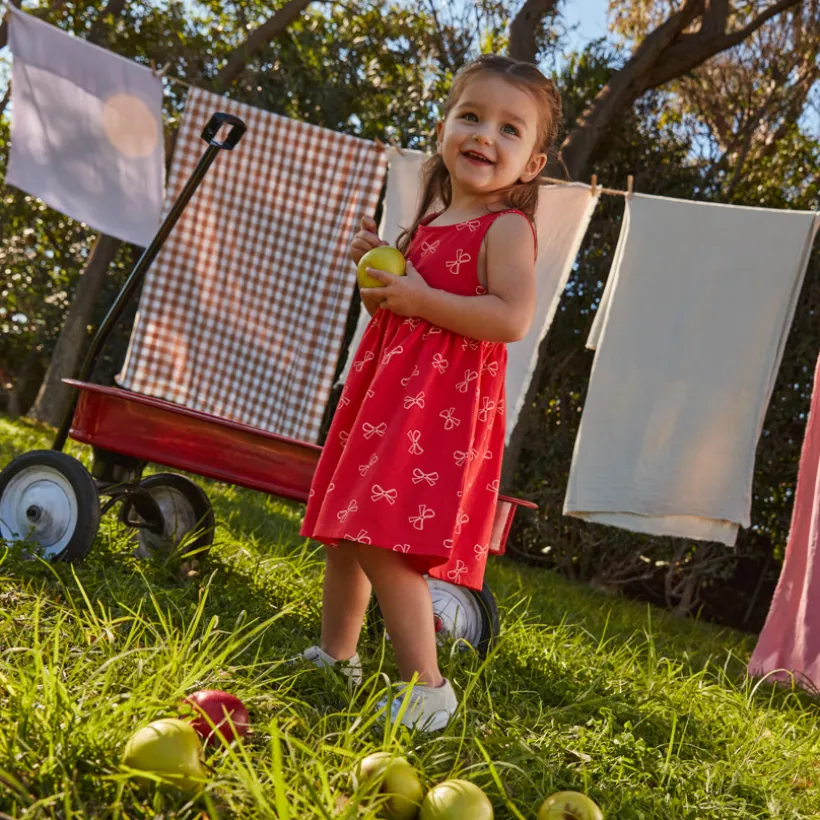 Zomerse jurk zondermouwen met knoopprint meisjes