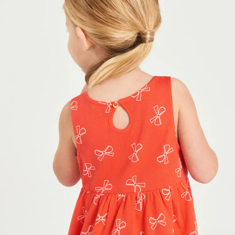 Zomerse jurk zondermouwen met knoopprint meisjes