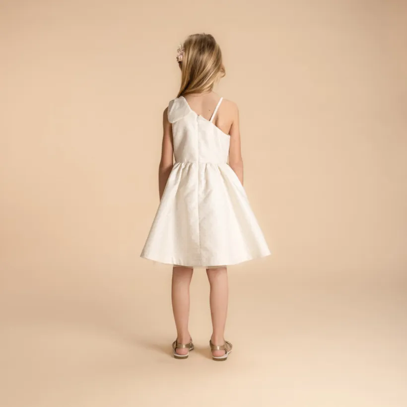 Zonder mouwen jacquard jurk met bloemen en bretel meisjes