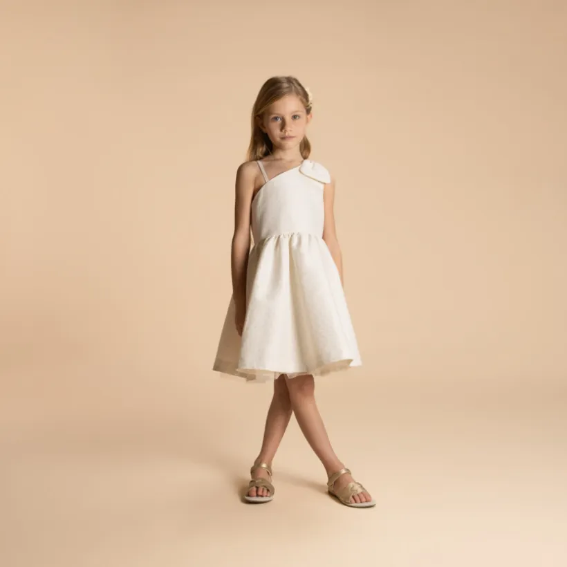 Zonder mouwen jacquard jurk met bloemen en bretel meisjes