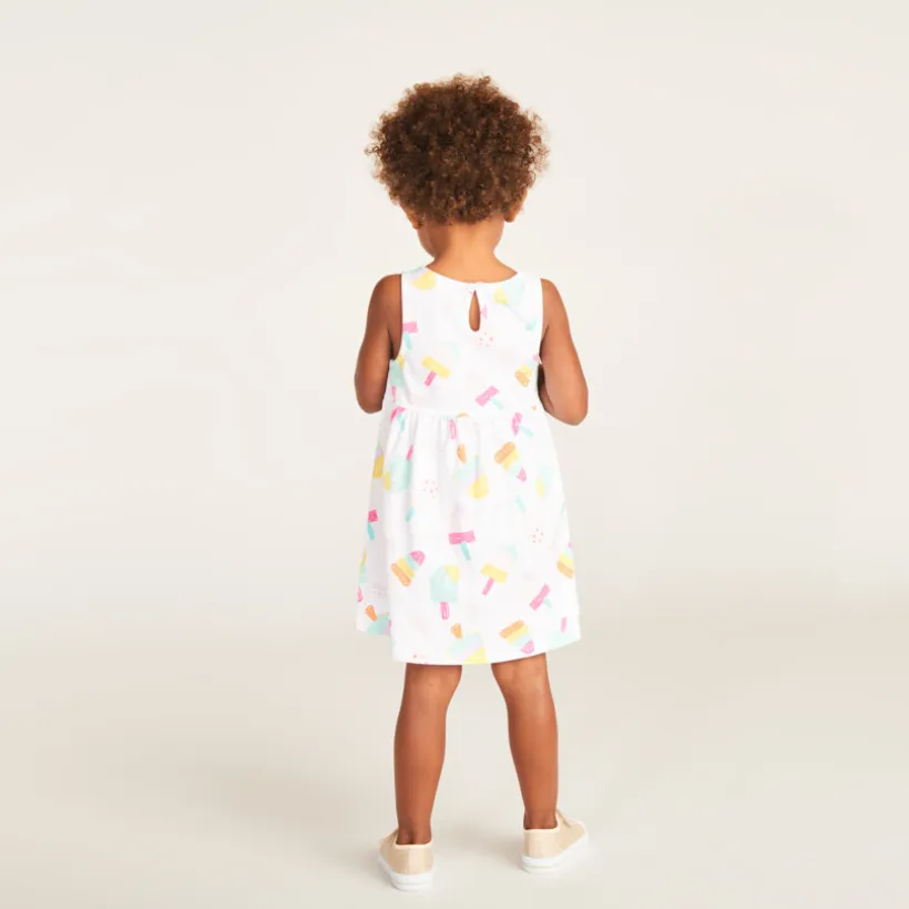 Zonder mouwen meisjesjurk met fantasyprint