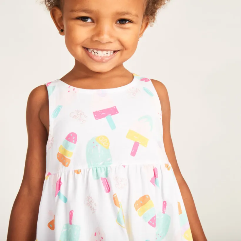 Zonder mouwen meisjesjurk met fantasyprint