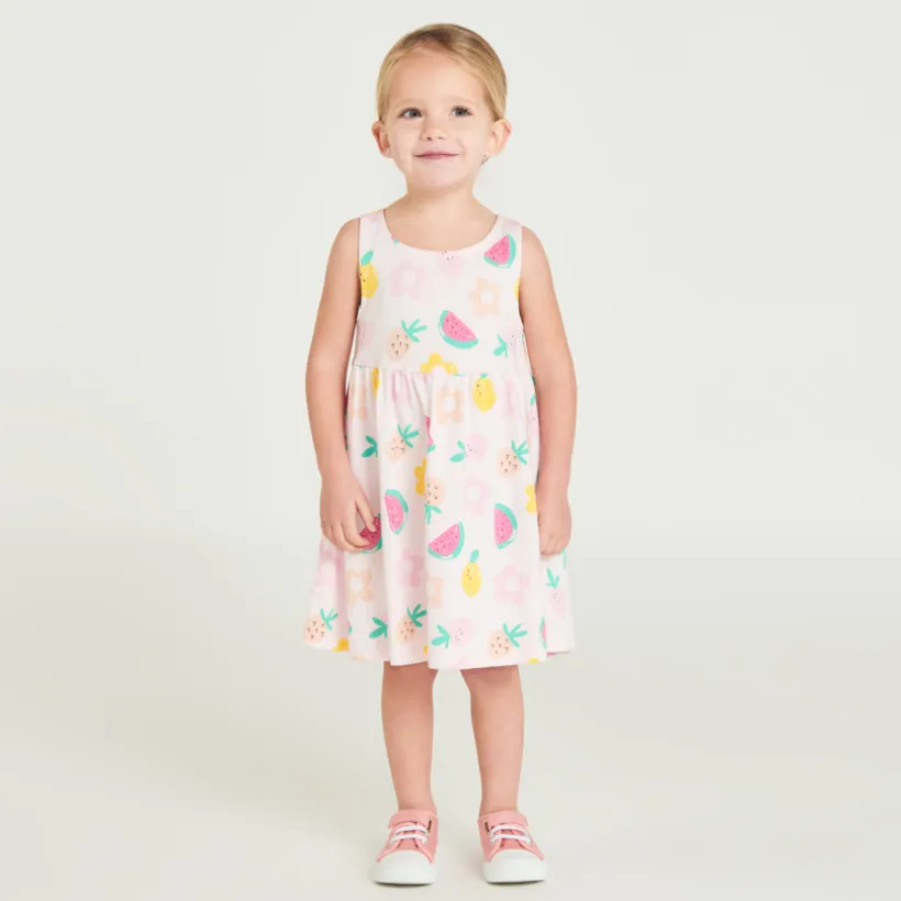 Zonder mouwen meisjesjurk met fantasyprint