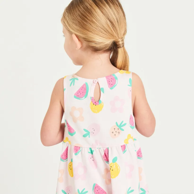 Zonder mouwen meisjesjurk met fantasyprint