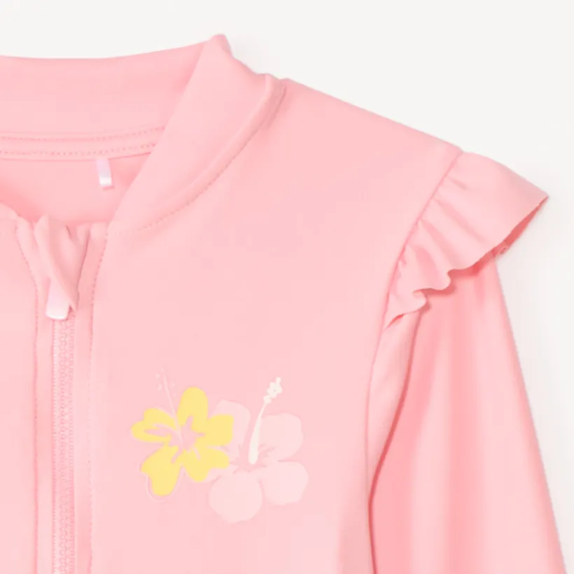 Zonnebrandwerende badpak meisjes in het roze.