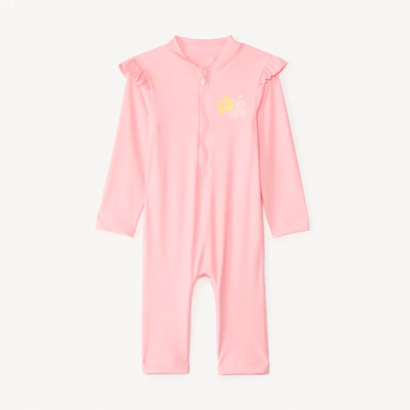 Zonnebrandwerende badpak meisjes in het roze.