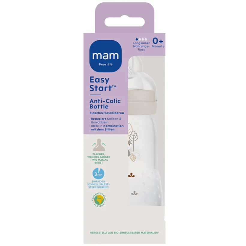 Zuigfles Easy Start anti-koliek 260ml - Uni Beige 0m+