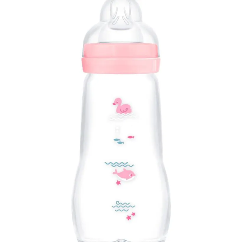 Zuigfles in Glas 260ml Feel Good Pink