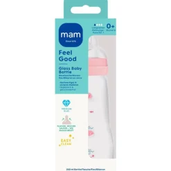 Zuigfles in Glas 260ml Feel Good Pink