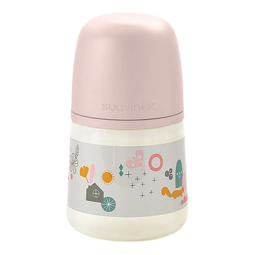 Zuigfles met symmetrische fopspeen SX Pro M 150 ml Walk in the Park Roze