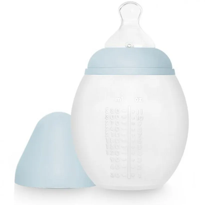 Zuigfles 330ml antibuikkrampjes in silicone Blue Pale