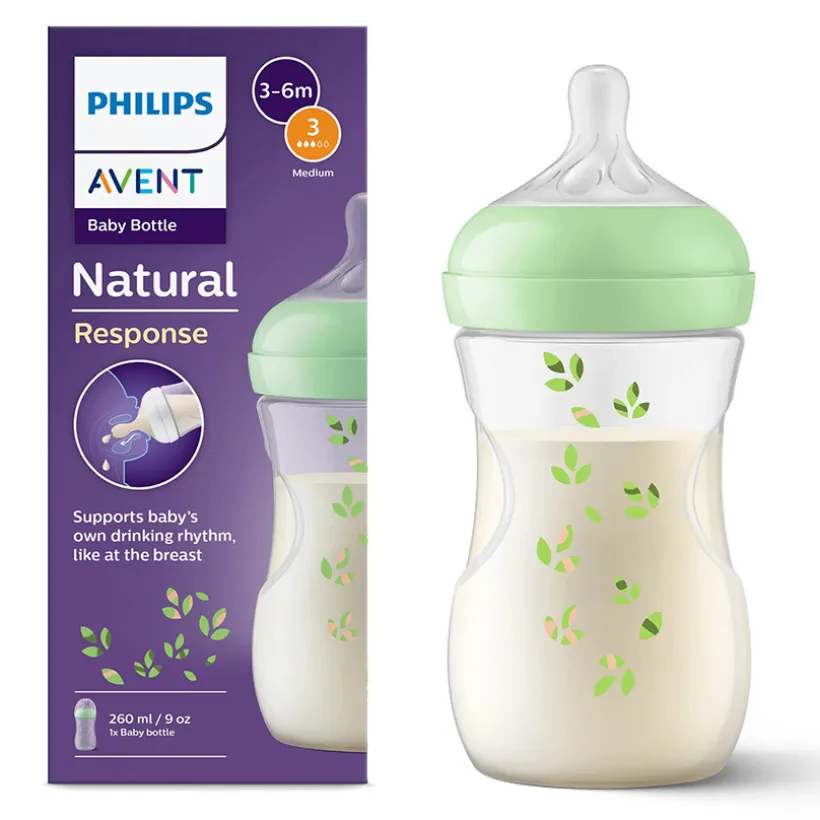Zuigfles Natural Response Deco 260ml 1stuk Paars/Groen Willekeurige kleur