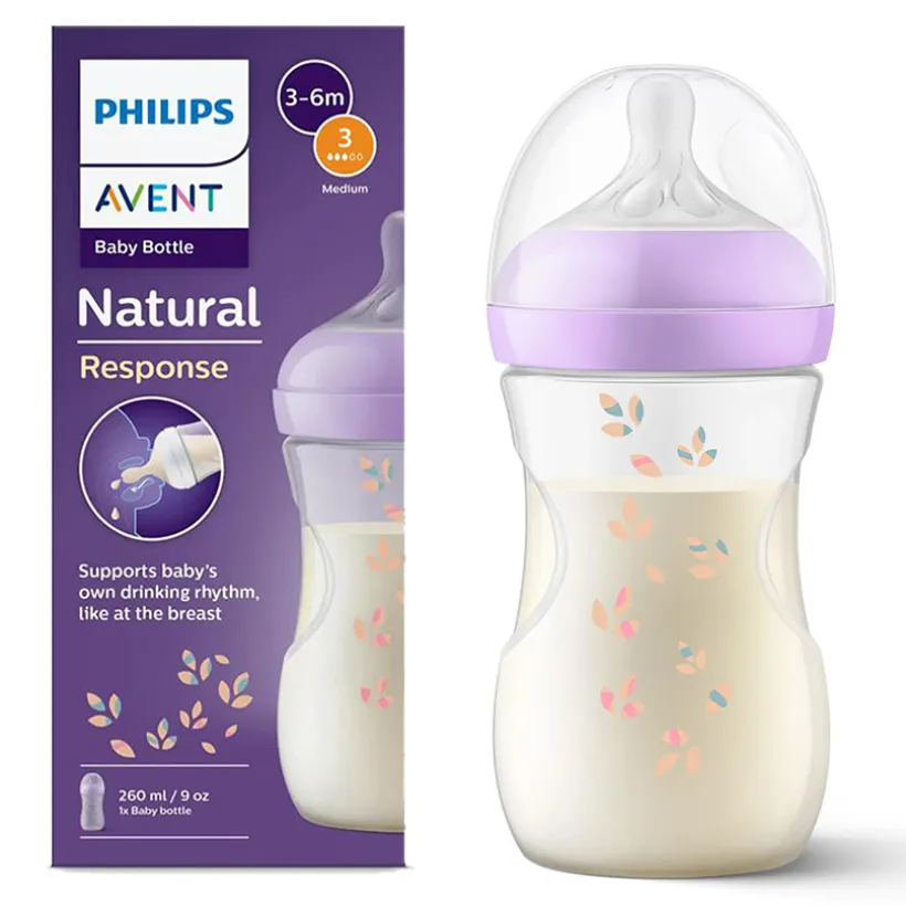 Zuigfles Natural Response Deco 260ml 1stuk Paars/Groen Willekeurige kleur