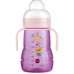 Zuigfles trainer met handvatten 220ml Pink